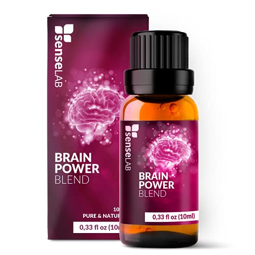 Miscela di oli essenziali Brain Power estratto puro al 100% con oli di sandalo melissa cedro incenso lavanda elicriso e cipresso grado terapeutico per diffusori di aromaterapia per concentrazione 10ml