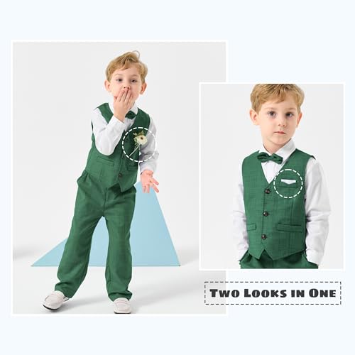Image of Volunboy Baby Boys Formal Wedding Ring Bearer Outfits Toddler Gentleman Bowtie Vest Guest Suits Dress Shirt Pants Set