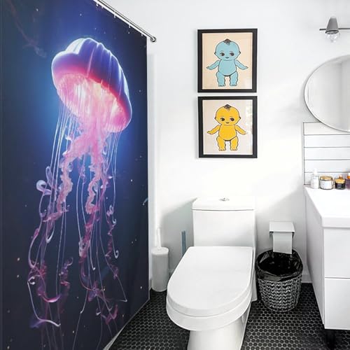 Rideau de douche imperméable en polyester lavable 140x183cm avec 12 crochets - 3