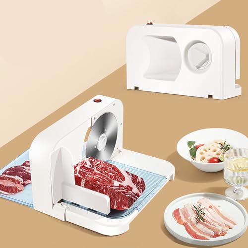 Meat Slicer Machine for Home, 150W Foldable Electric Meat Slicer, 16.5cm Stainless Steel Serrated Blade, 1-15mm Adjustable Thickness, Food Slicer for Beef Pork Salmon