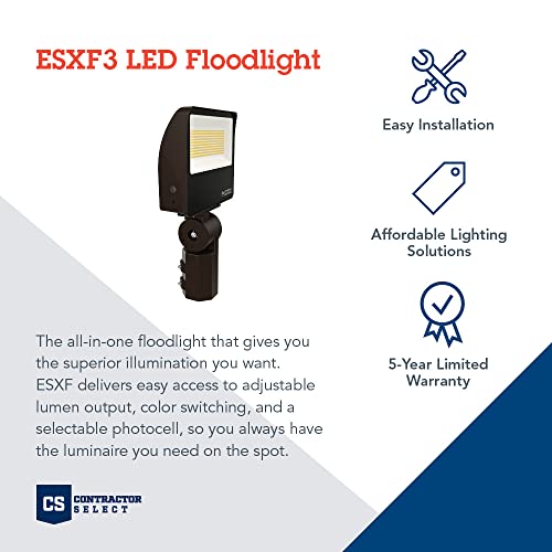 Lithonia Lighting All-in-One LED Flood Light, Waterproof LED Outdoor Light Fixture with Adjustable Brightness and Color Temperature, Yoke or Slipfitter Mount Dusk to Dawn Outdoor Lighting, UVOLT by Lithonia Lighting - Image 2