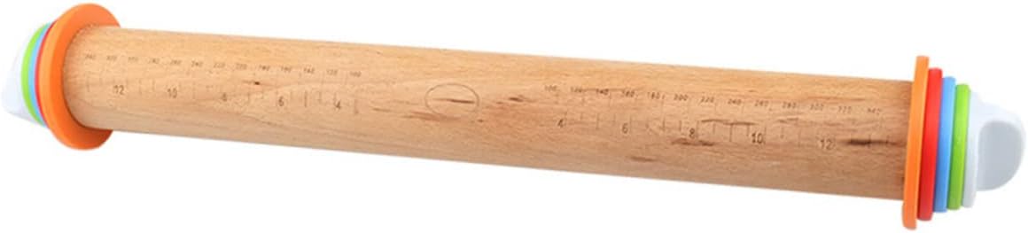 Mikinona Rolling Pin with Scale Adjustable Thickness Rings for Baking Non-stick Roller Stick