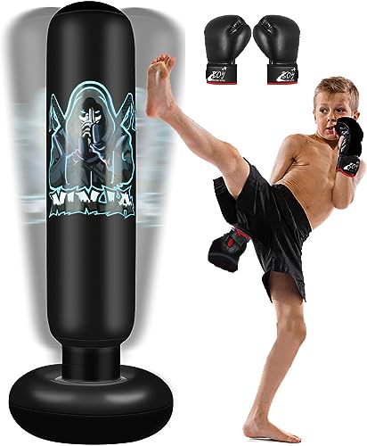 Juego De Saco De Boxeo Para Niños Con Guantes De Boxeo Gra. Color Negro/sin Relleno