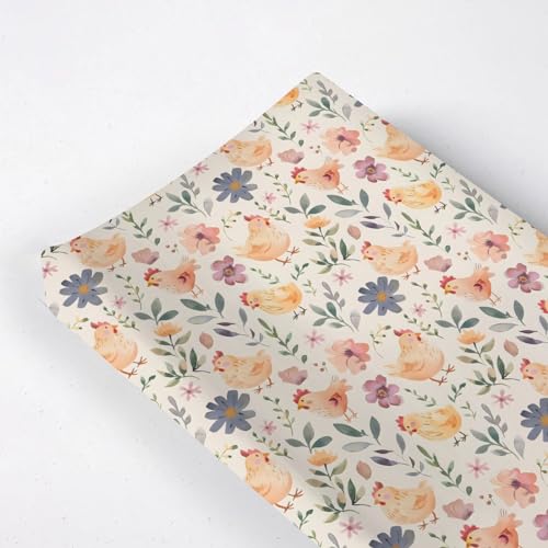 Cartoon Farm Animals Chicken Flowers Floral Leaves Baby Changing Pad Cover,Unisex Farm Nursery Diaper Changing Table Pad Mat Sheet for Boys Girls-16x32