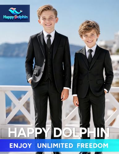 Image of Happy Dolphin Boys Suit Set with Adjustable Waist | Available in 3 Fits: Slim, Regular, Husky