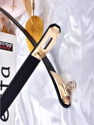 1 Pack Women's Skinny Belt, Adjustable Thin Belts for Womens, Womens Black Belt with Turn-Lock Buckle, Ideal for Dresses, Jeans, and Coats4