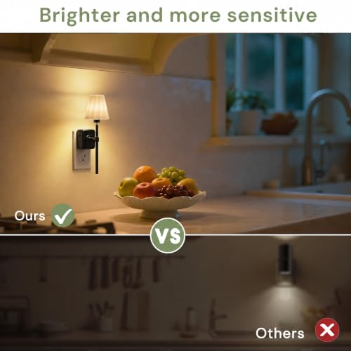 Image of L LOHAS LED Night Lights Plug into Wall, Pleated Fabric Cover Night Light | Dusk to Dawn Sensor Vintage Night Light, 0-100LM Dimmable, for Bedroom Living Room Hallway