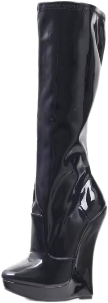 18cm Heels Boots for Women, Stretch Patent Stage Evening Boots, for Gothic Party, Y2K, Night