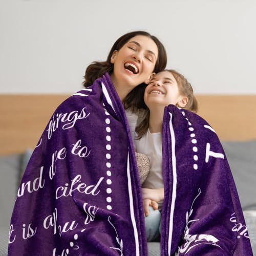 Gift Blanket, Gifts for Mom, Mom Blanket for Mother's Day, Super Soft Flannel Throw, Cozy Throws for Birthday Christmas, Couch Bed Plush Blankets for Women from Daughter Son, 50x60, Purple