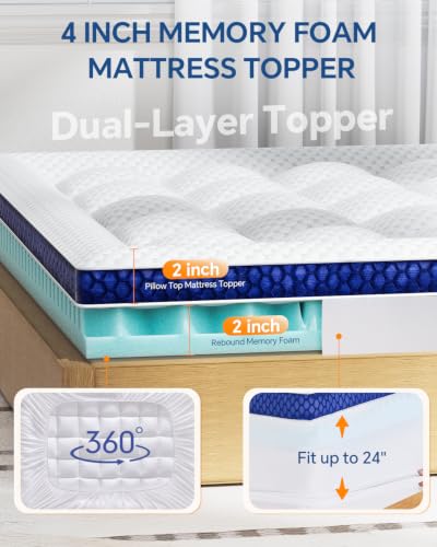 BEDELITE Dual Layer 4 Inch Twin Size Memory Foam Mattress Topper - image 5