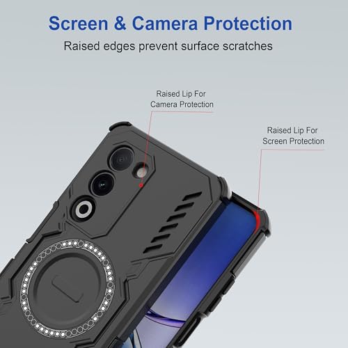 Image of Zapcase Back Case Cover for Oppo A5 5G | Magnetic Case with Built-in Metal Ring | Supports MagSafe Charger, Wallet & Car Mount | Shockproof Hybrid PC + TPU | Black