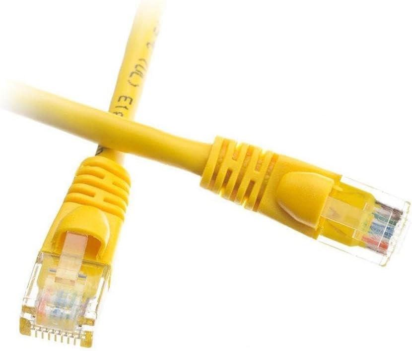 ACL 25 Feet RJ45 Snagless/Molded Boot Yellow Cat5e Ethernet Lan Cable, 2 Pack