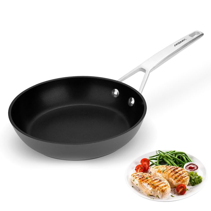 MSMK 18cm Non Stick Frying Pan, Induction Compatible, Long Lasting Forged Aluminium Skillet Frying Pan, Scratch-Resistant, PFAS, PFOA & PTFE Free, Stainless Steel Handle