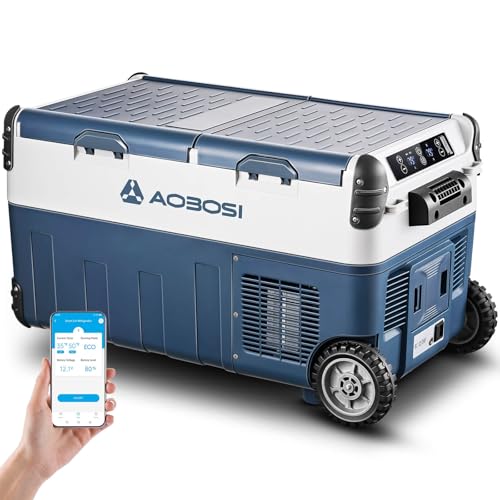 AAOBOSI Compresor Nevera portátil de 30 L, con compresor de Doble Zona, de -20 °C a 20 °C, Robusta Nevera de 12 V 230 V, para Coches, Camiones, Barcos, caravanas, Camping y Pesca