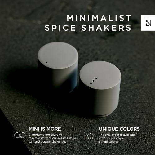 Image of LARS NYSOM Mini Salt and Pepper Shakers Set | Stainless Steel Salt and Pepper Shakers with Modern Minimalist Design, Easy Refill, Small Size (Ash Gray)