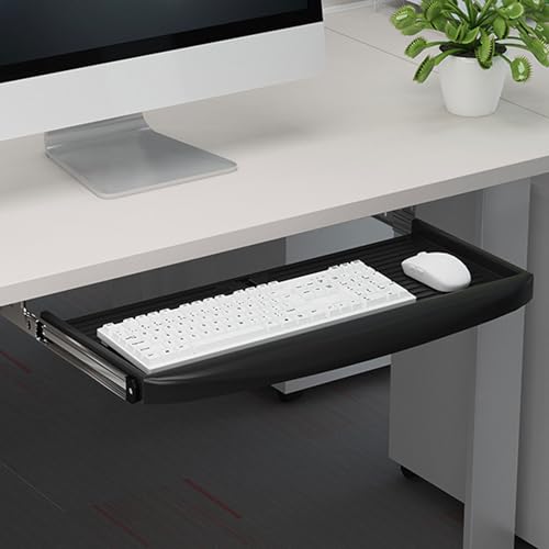 3. Design: il design ergonomico del vassoio per tastiera sotto la scrivania può alleviare l'affaticamento delle braccia sospese in aria ed è comodo per migliorare la postura di seduta scorretta e alleviare l'affaticamento.