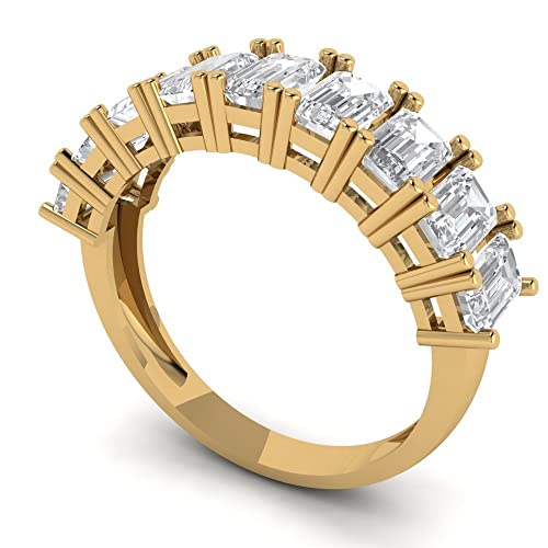 2.61 ct Brilliant Emerald Cut Created Clear Diamond 14k White Gold Eternity Designer Bridal Wedding Band Ring2