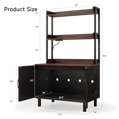 Image of ONBRILL 55 Inches Cat Litter Box Enclosure with 2 Storage Shelves, Black