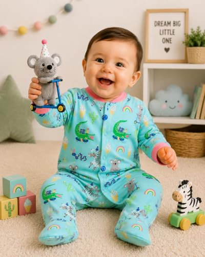 Image of EIO 100% Cotton Rompers Sleepsuits Jumpsuit Night Suits for Infants Newborn Baby Boys & Girls