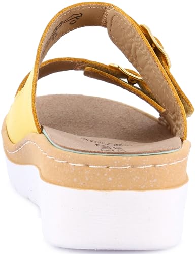 Women's Loafers Comfort Slipper with Double Adjustable Buckle, Removable Drysoft Leather Insole, Molded Sole and 4cm Wedge Heel, Einheitsgröße Weit3