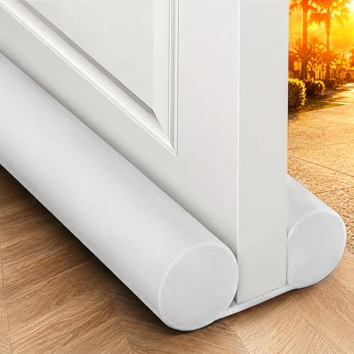 Image of MAXTID Under Door Draft Blocker 36 inch - Door Sealer Strip for Bottom, Air Block Double Draft Stopper, White Sweep, Noise Cancelling Weather Seal