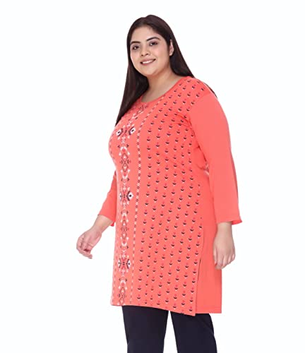 Image of In Love Women's Plus Size Printed Long Tops, Round Neck 3 /4 Sleeve Relaxed Fit Longline T-Shirt Tunic