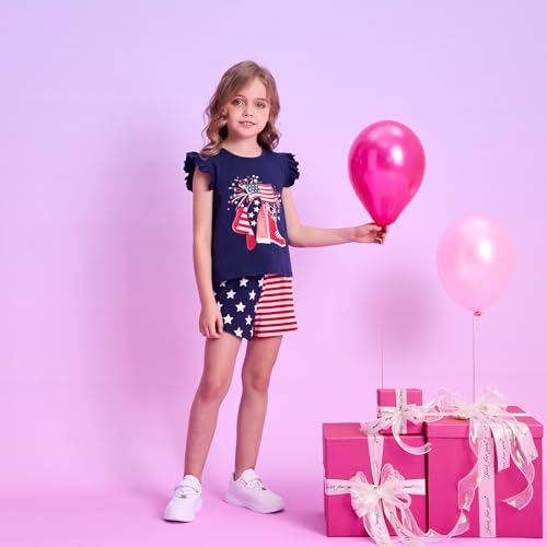 Image of VIKITA Girls Cotton Outfits Sparkling Cute Cartton T Shirt Tank Top and Shorts Fashion Clothing Set for Summer