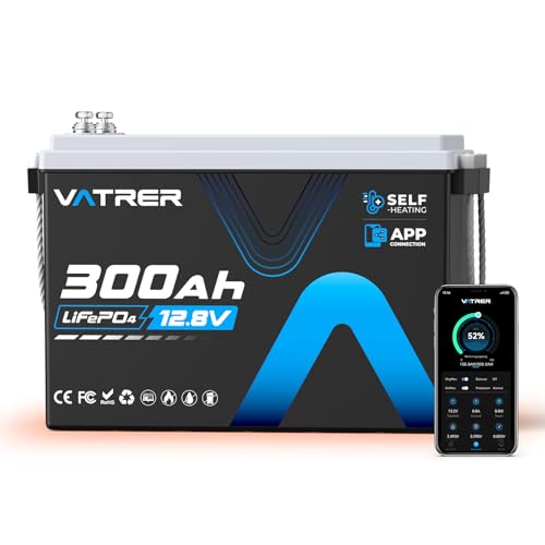 12V 300AH Mini Lithium Battery with Self-Heating & APP Monitoring, Deep Cycle Rechargeable LiFePO4 Battery, Low/High Temp Cut off, Built-in 200A BMS,Perfect for RV, Camping, Off-Grid Applications