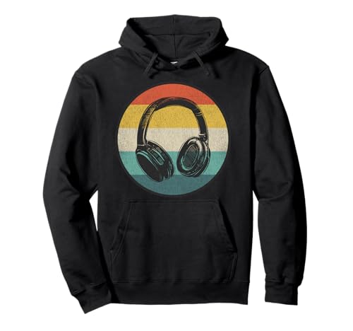 Retro Music DJ Gift Musician Headphones Pullover Hoodie