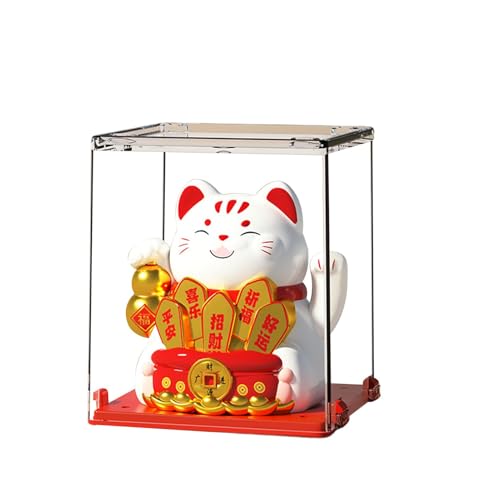 Lucky Cat Solar Car - Chat Chinois Saluant Solaire | Chat Mignon Énergie Solaire | Chat Chinois Agitant Le Bras Blanc Droit | Statue 'Voiture De Chat Chanceux Accueillant Les Chats |