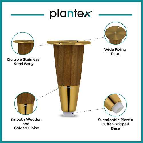 Image of Plantex Heavy Duty Round 4 inch Spare Sofa Legs for Bed Furniture /Sofa Legs for Furniture Fitting /Table Legs /Sofa Leg Set of 2 pcs (Gold Finish)