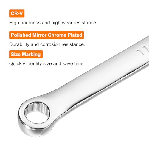 Image of HARFINGTON Double End Box Wrench 11 x 13 mm Metric 12 Point 0 Degree Offset Extra Long Double End Box Ratcheting Wrench CR-V Polished Long Spanner Tools for Repairs