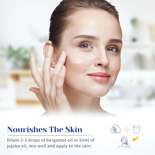 Image of HIQILI Bergamot Essential Oil for Diffuser, Skin, Hair, DIY, 100% Pure & Natural - 1.01 Fl Oz (30 mL)