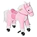Qaba Kids Ride on Walking Horse Pony Plush Walking Animal with Wheels and Realistic Sounds for 3 Years Old Children - Pink