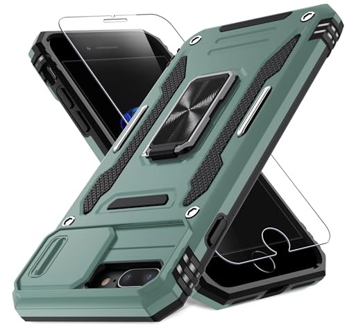 Coque iPhone 8 Plus antichoc militaire béquille anneau pour smartphone Apple 7 Plus