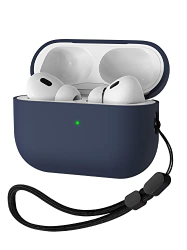 Liquid Silicone Case for AirPods Pro 2, Triple Layer Hybrid Protective Hard Case Shockproof Cover Compatible with AirPods Pro 2nd Generation(Midnight Blue)