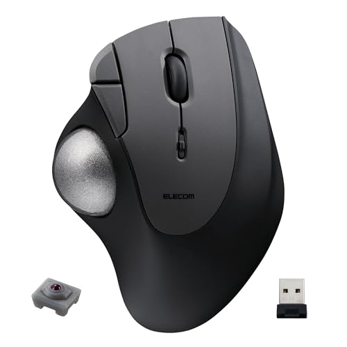 ELECOM Ergonomic Comfort Design Trackball IST Wireless 2.4GHz Connection, Smooth Tracking with Ruby...
