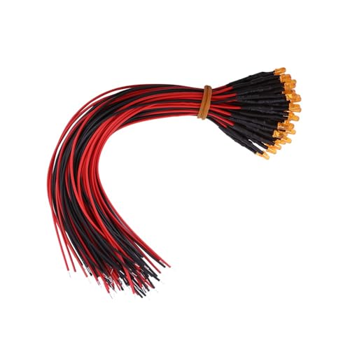 Diode LED 3mm orange pré-câblée 12V CC composant éclairage électronique pack de 50 - 7