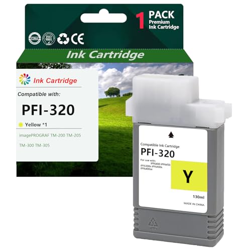 ERNITH PFI-320 Ink Cartridges Compatible for Canon PFI-320 for Canon IPF 810 820 815 825 Printers(1 Pack,1 Black / 1 M Black / 1 Cyan / 1 Magenta / 1 Yellow) Yellow