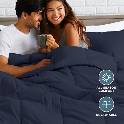 Image of Bare Home Comforter Set - Oversized Queen Size - Ultra-Soft - Goose Down Alternative - Premium 1800 Series - All Season Warmth (Oversized Queen, Midnight Blue)