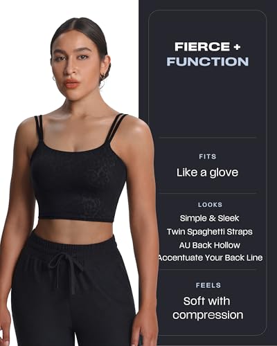 Image of Aoxjox Women's Workout Sports Bras Fitness Padded Backless Yoga Crop Tank Top Twist Back Cami