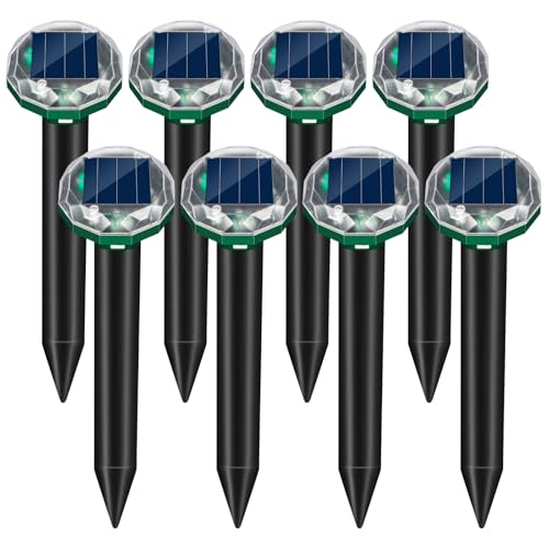 8Pack Solar Powered Mole Repellent for Lawns,IP65 Waterproof Snake&Gopher Repellent for...