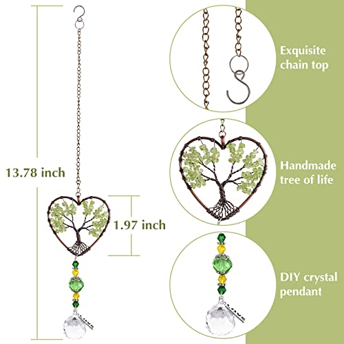 Healing Hanging Ornaments Tree Of Life, For Thanksgiving Christmas Day Car Hanging Accessories Yoga, 7-Chakra Crystal Ball Tumbled Palm Stone Party Decor Of Good Luck Home Ornaments (Lsj-3 Packs) #TOP2