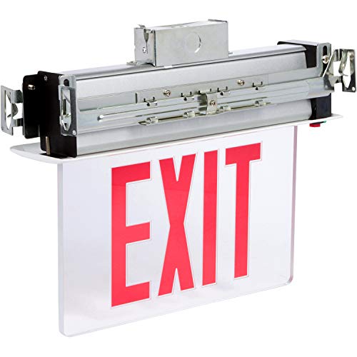 Image of inchMorris Products LED Exit Sign - Recessed Mount Edge - Red on Clear Panel, White Housing - Compact, Low-Profile Design - Single Sided Legend - Energy Efficient, High Output - 1 Count, (73331) inch