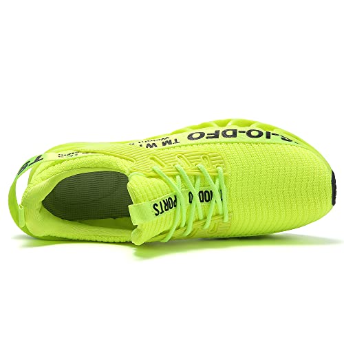 TSIODFO Tênis de corrida masculino para caminhada, Verde fluorescente, 38