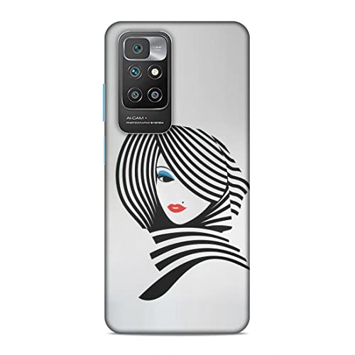 Image of Printed Mobile Back Hard Case Cover for Xiaomi Redmi 10 Prime | Girl, Cute Girl, Eye Lashes, Scarf, Lipstick-2197