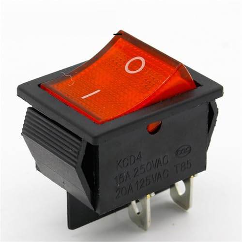 Interrupteur à bouton rouge 250V 16A haute capacité pour circuits de bateau
