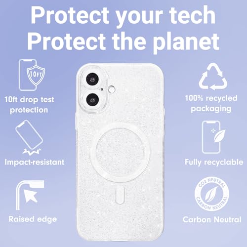 Svanove Glitter Case for iPhone 16 Phone Case Magnetic Compatible with Magsafe, Sparkle Bling Shiny Sparkly Cute Girly Design, Bright Trendy Aesthetic Hard Mag Cover for Women Girls, White by Svanove - Used condition - Image 5