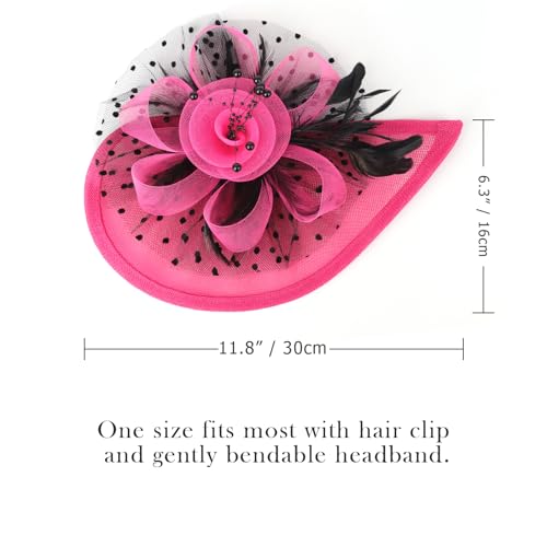 Image of DRESHOW Women Fascinator Hats Tea Party Hat Vintage Pillbox Hat Headband for Cocktail