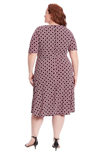 Image of London Times Women's Womens Elbow Sleeve A-line Midi - Pretty Garden Party Dress - Special Occasion Wedding Guest Dress